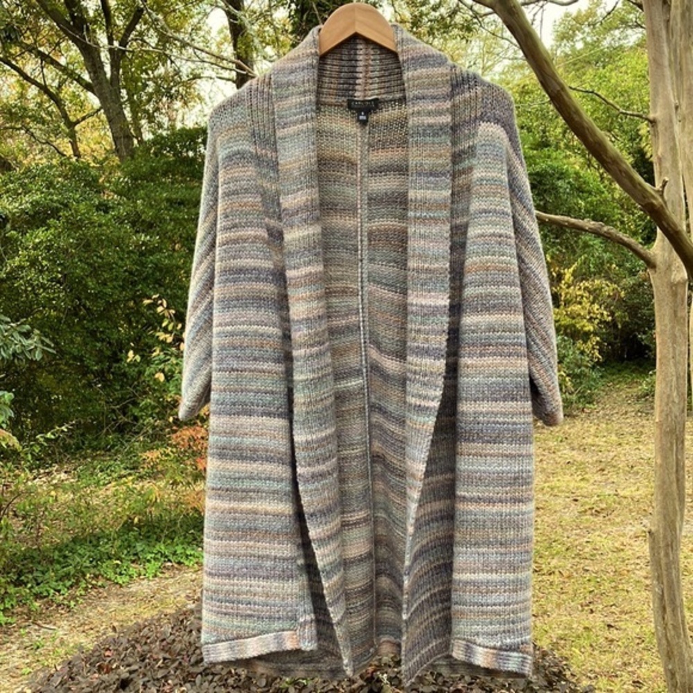 Oversized Sweater Jacket Duster Open Front Merino Mohair Wool small medium large